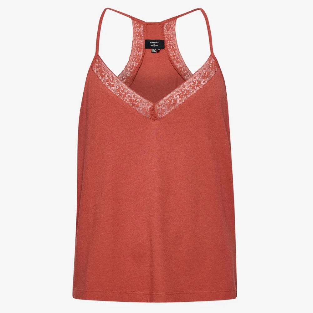 NWT Superdry Studios Lace Trim Cami Tank Top in Orange